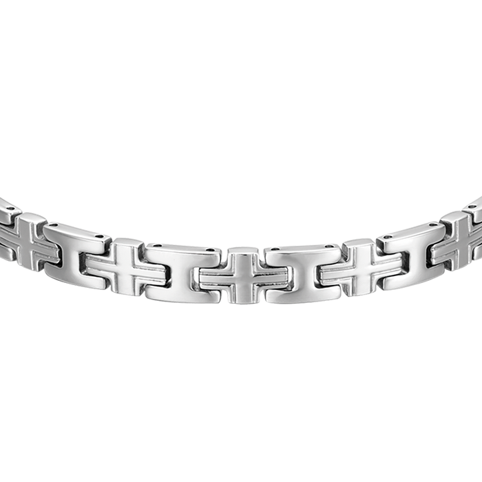 BRACCIALE UOMO IN ACCIAIO MAGLIA CROCE