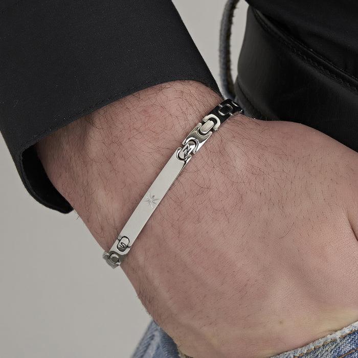 BRACELET HOMME EN ACIER ROSE DES VENTS