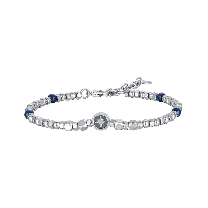 MEN'S STEEL BRACELET WITH LAPIS AND STAR