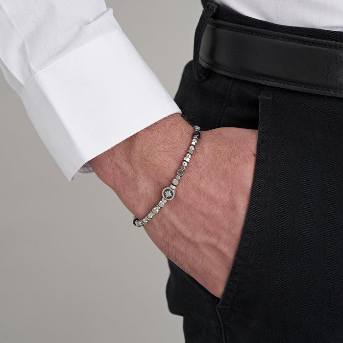 MEN'S STEEL BRACELET WITH LAPIS AND STAR