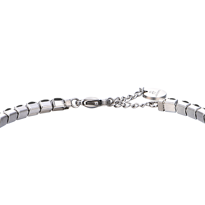 BRACCIALE  TENNIS UOMO IN ACCIAIO CON CRISTALLI NERI