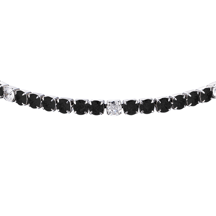BRACCIALE TENNIS UOMO IN ACCIAIO CON CRISTALLI NERI E BIANCHI