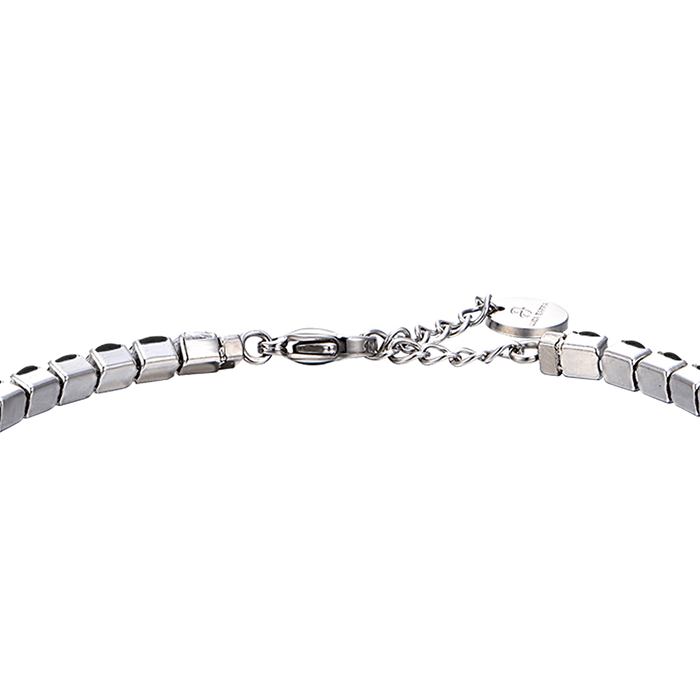 BRACCIALE TENNIS UOMO IN ACCIAIO CON CRISTALLI NERI E BIANCHI