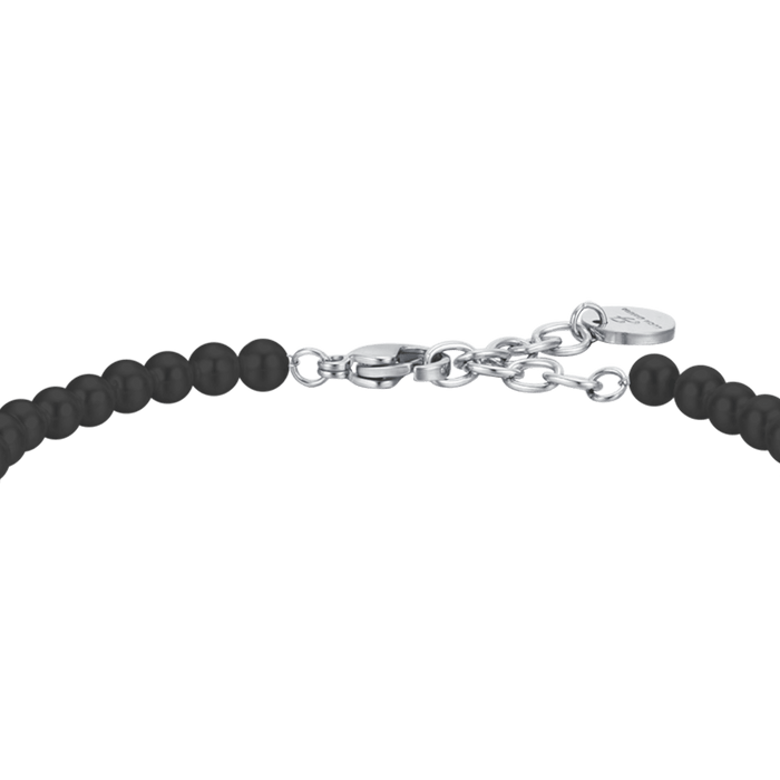 MEN'S BRACELET IN STEEL WITH BLACK PEARLS