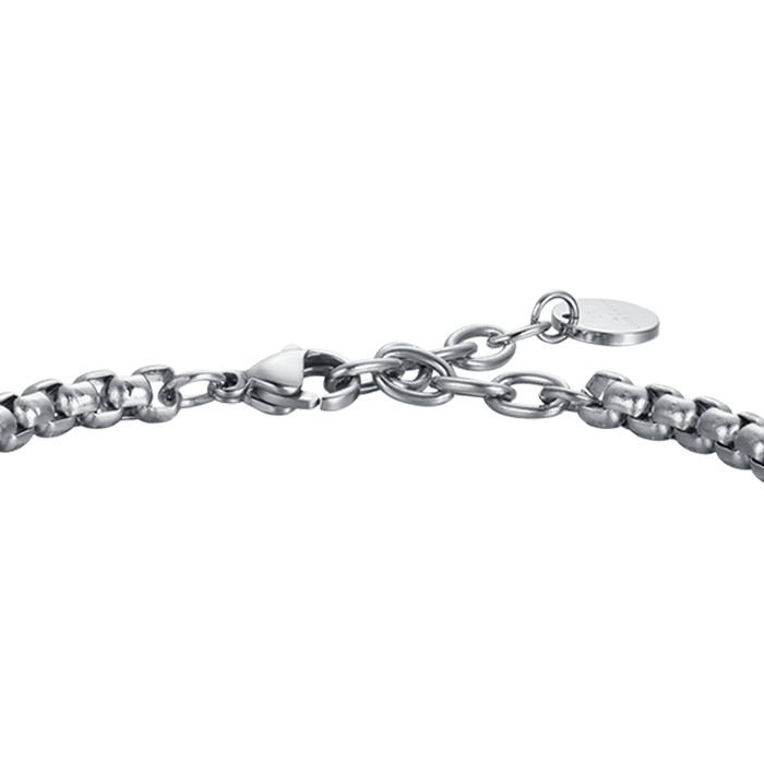 BRACELET HOMME EN ACIER AVEC PLAQUE ÉMAIL NOIR ET ANCRE AVEC CŒUR