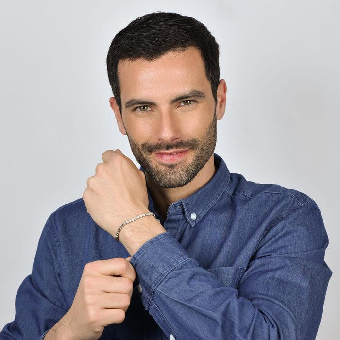 BRACELET HOMME EN ACIER AVEC CRISTAUX BLANCS