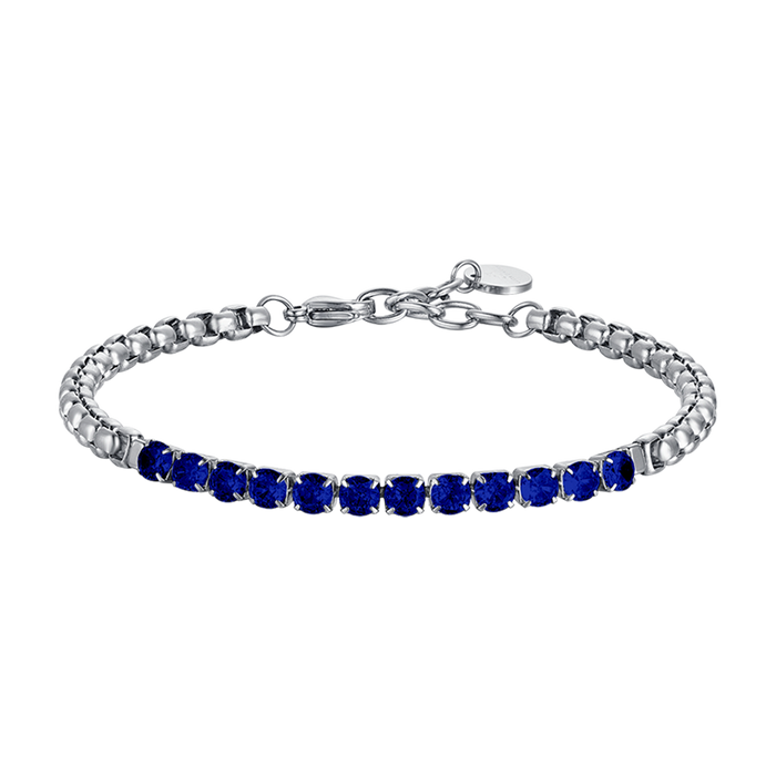 BRACELET HOMME EN ACIER AVEC CRISTAUX BLEU