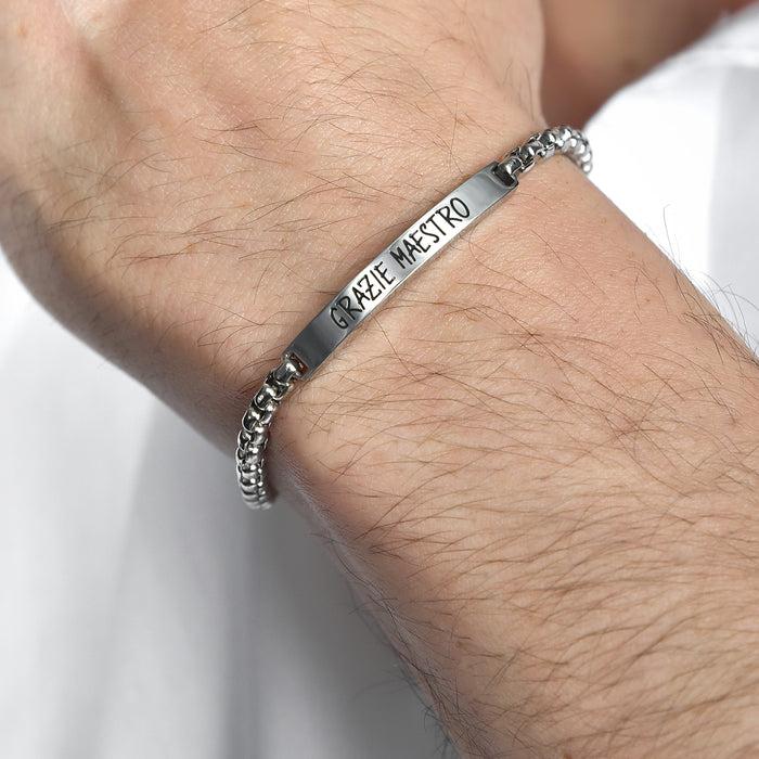 MEN'S STEEL BRACELET THANK YOU MASTER WITH PLATE