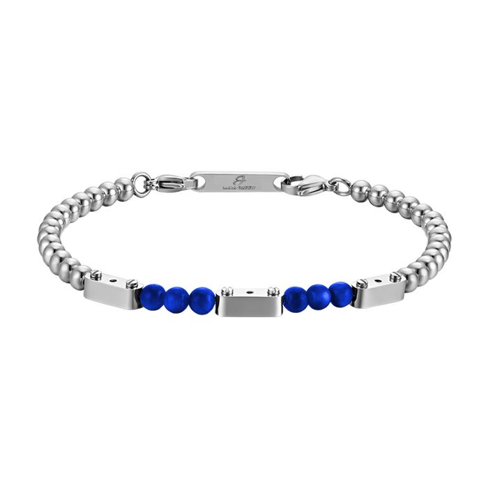 BRACELET HOMME EN ACIER AVEC PIERRES LAPIS