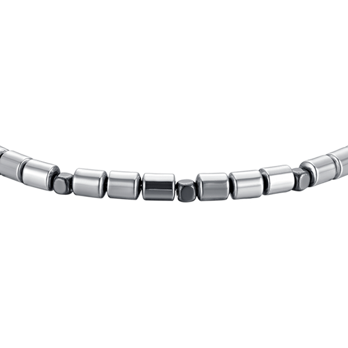 BRACELET HOMME EN ACIER AVEC ARGENT ET HÉMATITE NOIRE