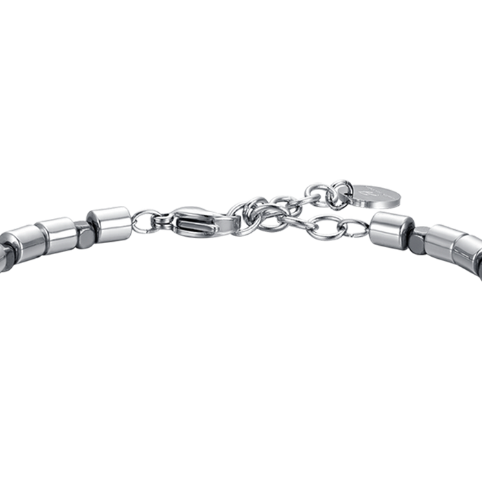 BRACELET HOMME EN ACIER AVEC ARGENT ET HÉMATITE NOIRE