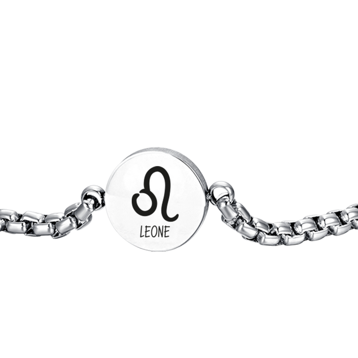 BRACCIALE UOMO IN ACCIAIO SEGNO ZODIACALE LEONE PIASTRA