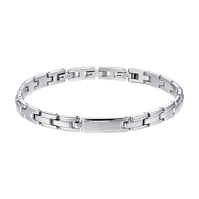 BRACELET HOMME EN ACIER AVEC PLAQUÉ ARGENT