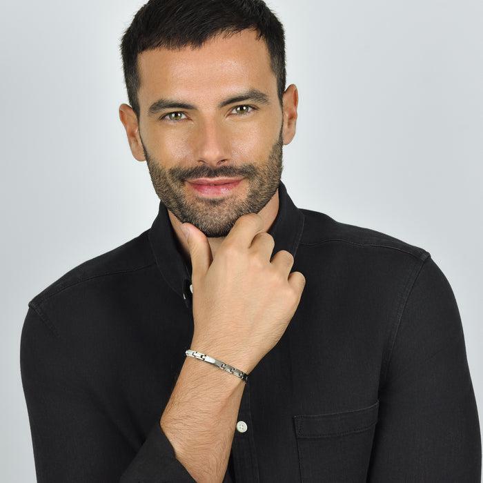 BRACELET HOMME EN ACIER AVEC PLAQUÉ ARGENT