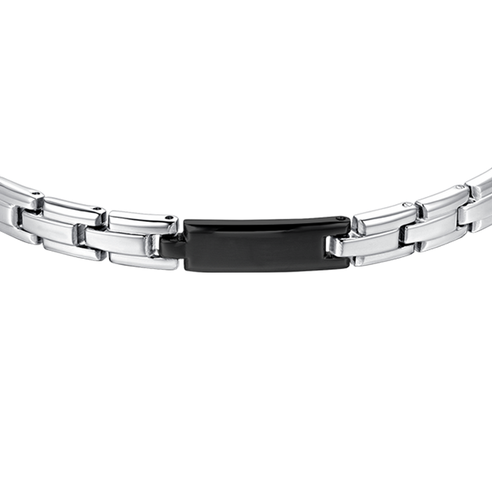 BRACELET HOMME EN ACIER AVEC PLAQUE IP NOIRE