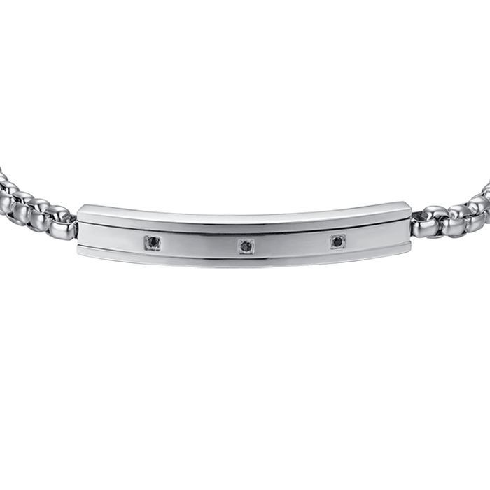 BRACELET HOMME EN ACIER AVEC CRISTAUX NOIRS