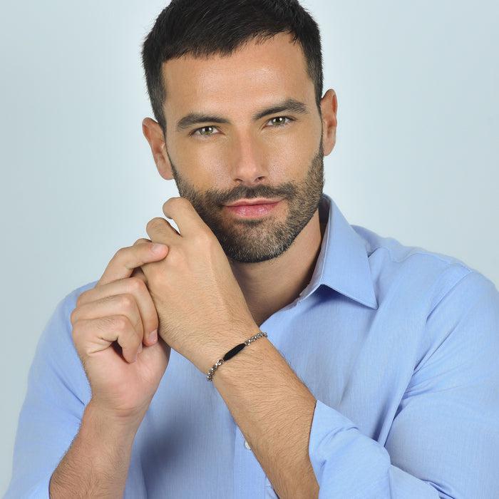 BRACELET HOMME EN ACIER AVEC ÉLÉMENT IP NOIR