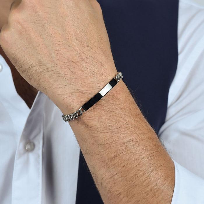BRACELET HOMME EN ACIER AVEC PLAQUÉ ARGENT