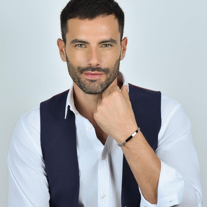 BRACELET HOMME EN ACIER AVEC PLAQUÉ ARGENT