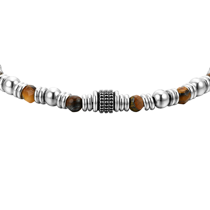 BRACELET HOMME EN ACIER AVEC PIERRES ŒIL DE TIGRE