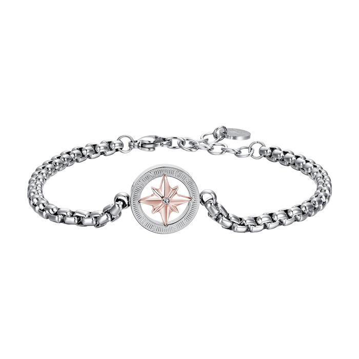 BRACELET HOMME EN ACIER AVEC ROSE DES VENTS IP ROSE