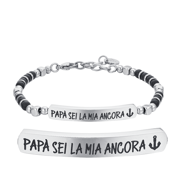 BRACELET EN ACIER POUR HOMME PAPA TU ES MON ANCRE