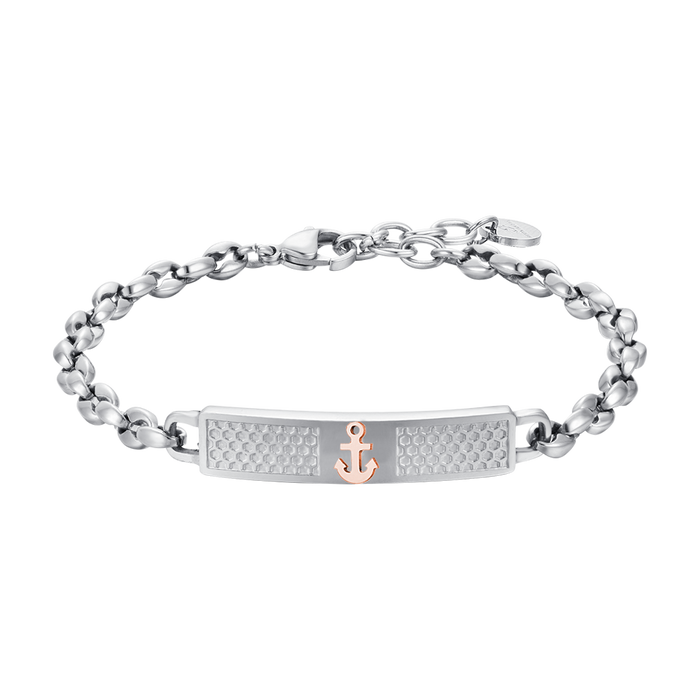 BRACELET HOMME EN ACIER AVEC ANCRE IP ROSE