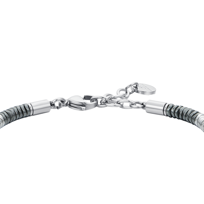 BRACELET HOMME EN ACIER AVEC HÉMATITE GRISE
