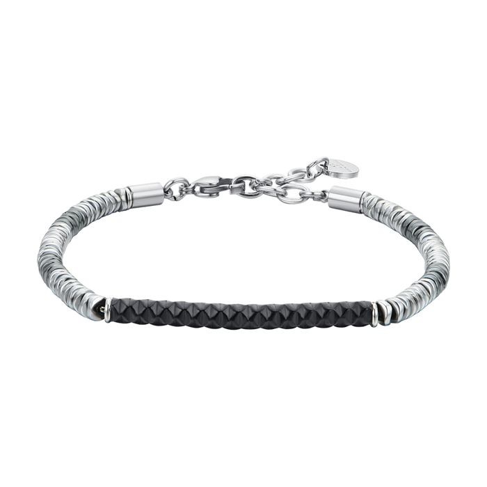 BRACELET HOMME EN ACIER AVEC PLAQUE IP NOIRE