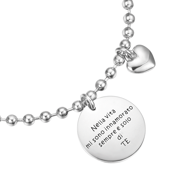 BRACELET EN ACIER AVEC UN PENDENTIF DANS LA VIE JE SUIS TOUJOURS ET UNIQUEMENT TOMBÉ AMOUREUX DE TOI