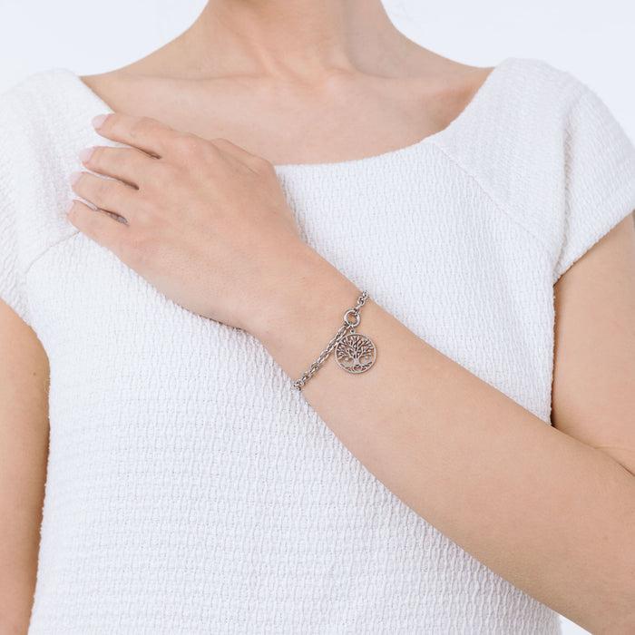 BRACELET FEMME EN ACIER AVEC PENDENTIF ARBRE DE VIE