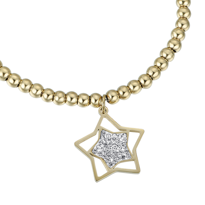 BRACCIALE DONNA IN ACCIAIO IP GOLD CON STELLA CON CRISTALLI BIANCHI