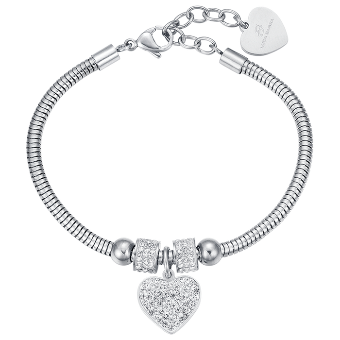 BRACELET FEMME EN ACIER AVEC COEUR ET CRISTAUX BLANCS