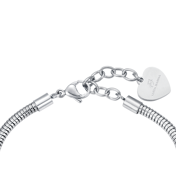 BRACELET FEMME EN ACIER AVEC COEUR ET CRISTAUX BLANCS