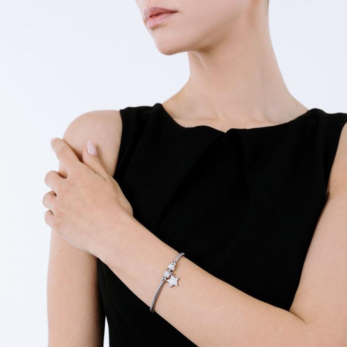 BRACELET FEMME EN ACIER ÉTOILE AVEC CRISTAUX BLANCS