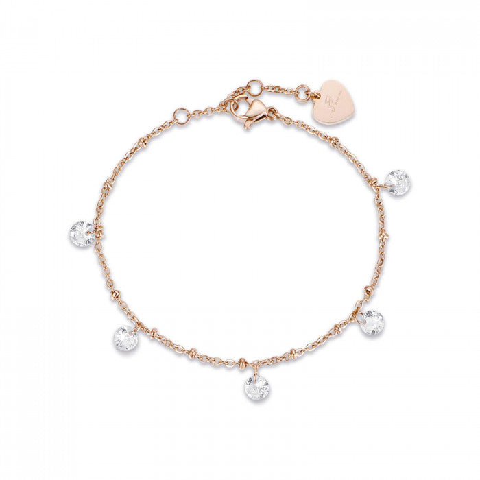 BRACELET EN ACIER ROSE AVEC CRISTAUX BLANCS