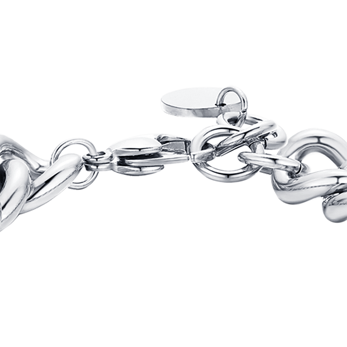 BRACELET FEMME EN ACIER AVEC MAILLON CHAÎNE EN CRISTAUX BLANCS
