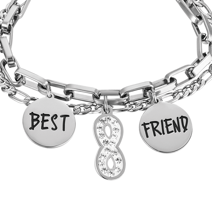 BRACELET FEMME EN ACIER AVEC INFINI ET CRISTAUX BLANCS