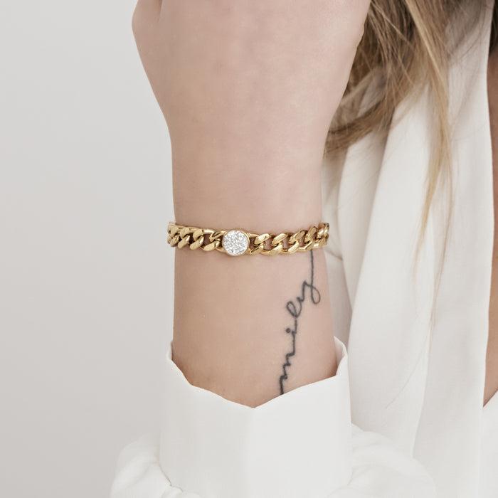 WOMEN'S STEEL BRACELET WITH ELEMENT AND CRYSTALS