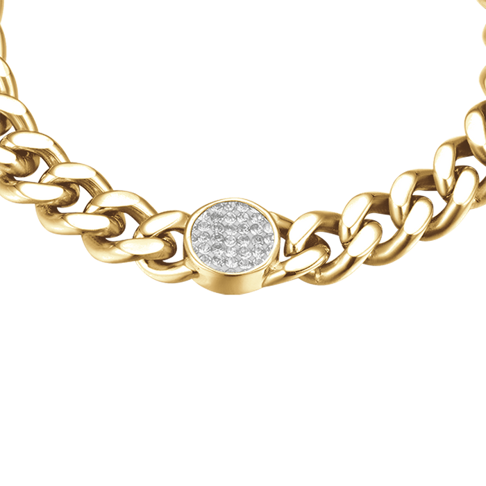 WOMEN'S STEEL BRACELET WITH ELEMENT AND CRYSTALS