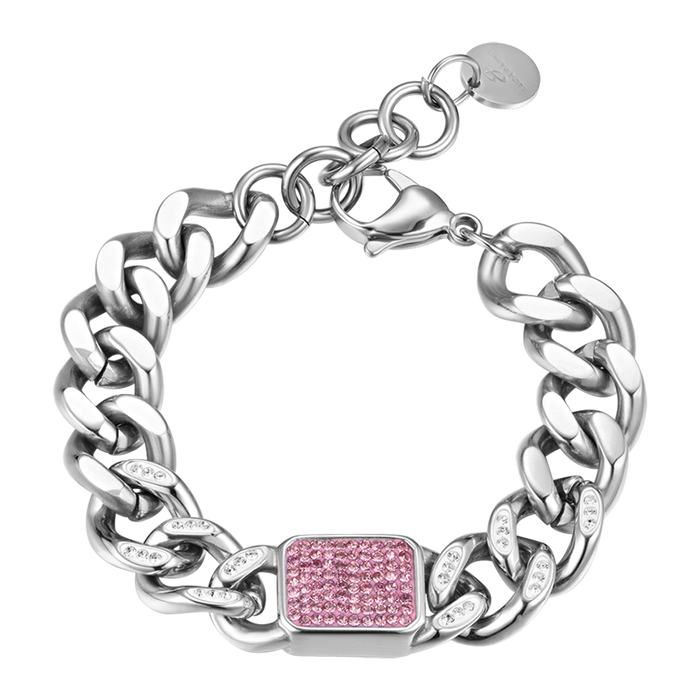 BRACELET FEMME EN ACIER AVEC CRISTAUX FUCHSIA