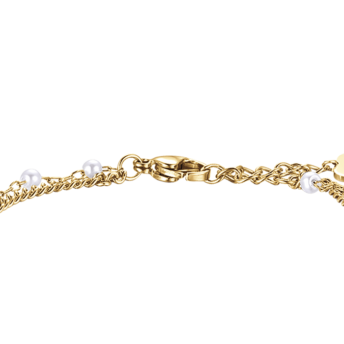BRACELET FEMME EN ACIER DORÉ IP AVEC TRÈFLE À QUATRE FEUILLES