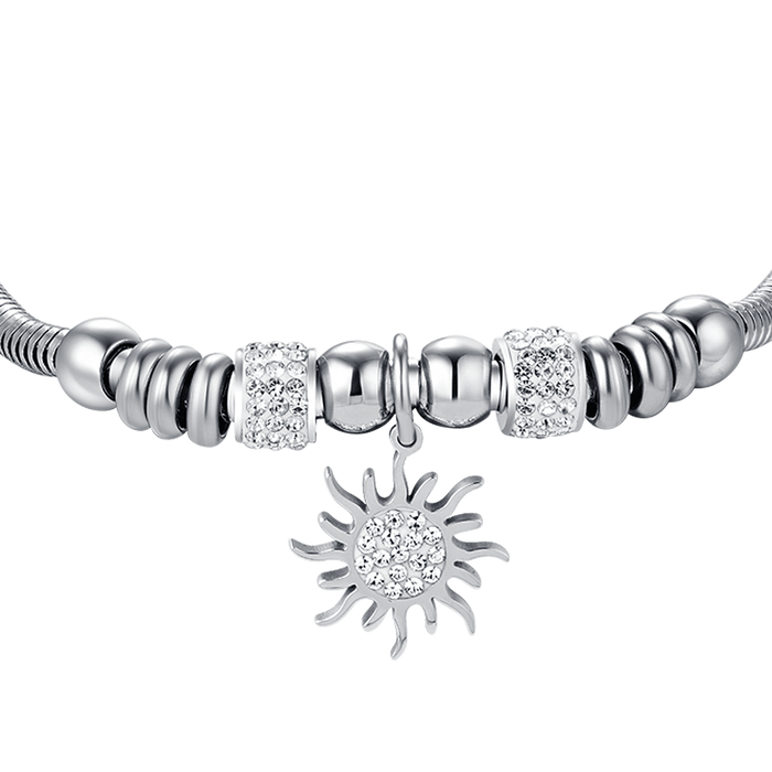 BRACCIALE DONNA IN ACCIAIO CON SOLE CON CRISTALLI BIANCHI