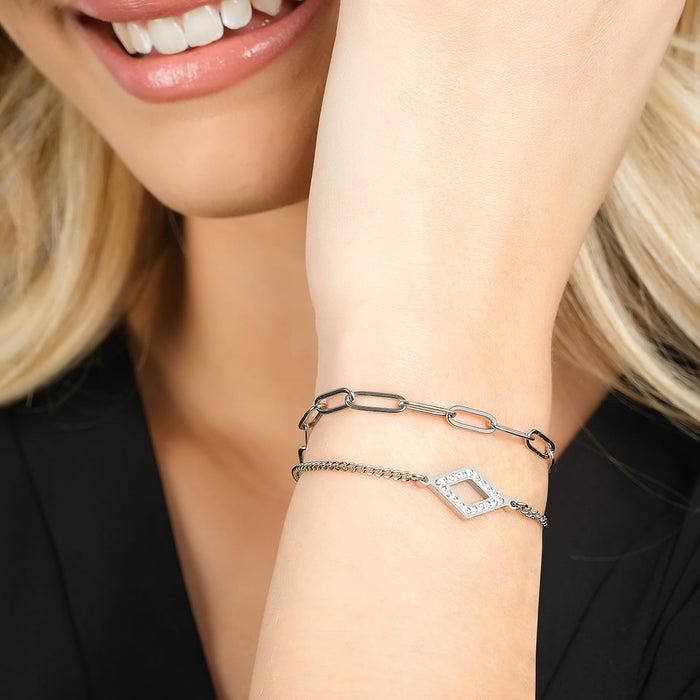 BRACELET FEMME EN ACIER DORÉ IP AVEC CRISTAUX BLANCS
