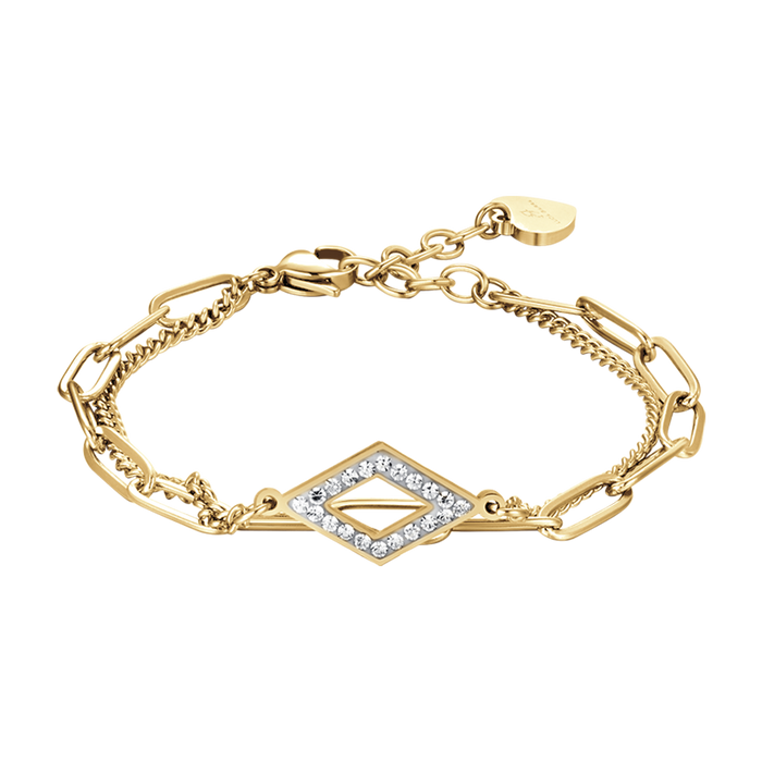 BRACCIALE DONNA IN ACCIAIO IP GOLD CON CRISTALLI BIANCHI