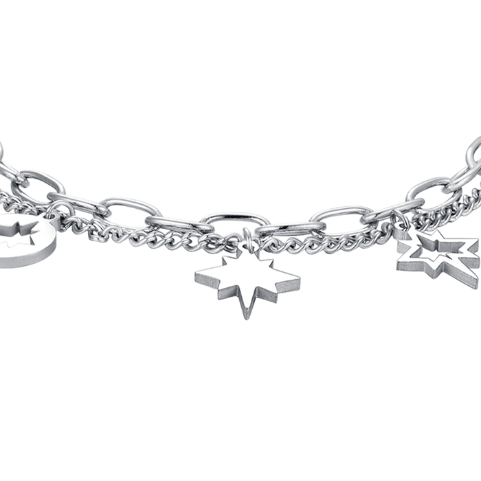 BRACCIALE DONNA IN ACCIAIO CON STELLE E CRISTALLI BIANCHI