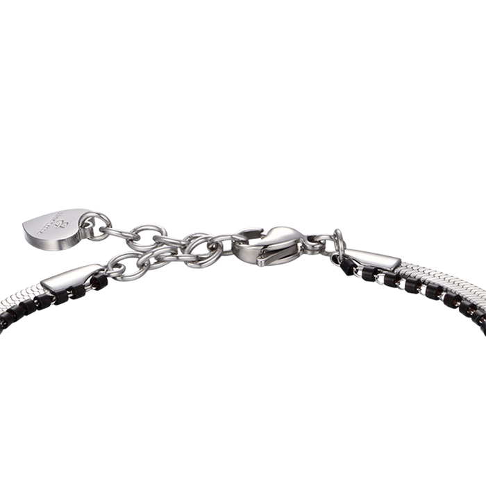 WOMEN'S STEEL BRACELET WITH HORN WITH RED ENAMEL AND BLACK ELEMENTS