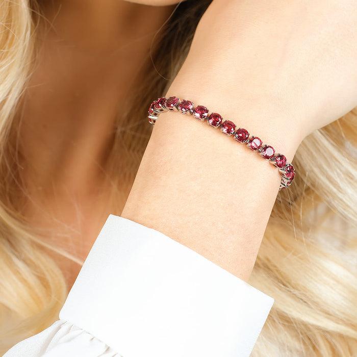 WOMEN'S TENNIS BRACELET IN STEEL WITH FUCHSIA CRYSTALS