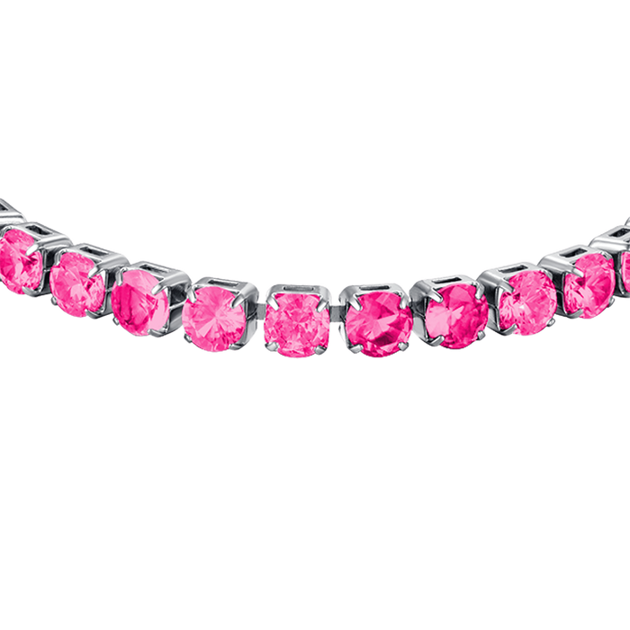 BRACCIALE TENNIS DONNA IN ACCIAIO  CON CRISTALLI FUCSIA