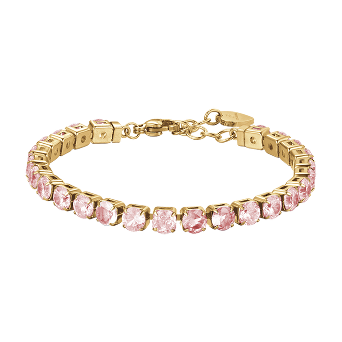 WOMEN'S TENNIS BRACELET IN IP GOLD STEEL WITH PINK CRYSTALS